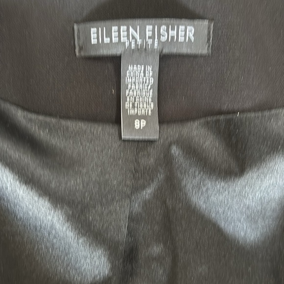 Eileen Fisher Black Open Front Silk blend Lightweight Blazer Fully Lined Sz 8P - Picture 4 of 10